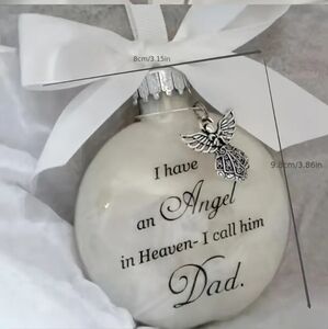 New Memorial Angel Ball Ornament – "Dad” – Hanging Christmas Ornament |
